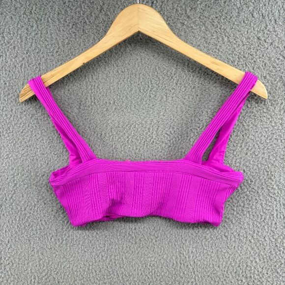 L*Space Pointelle Rib Lee Lee Bikini Top Bright Fuchsia Size Medium - Picture 3 of 11